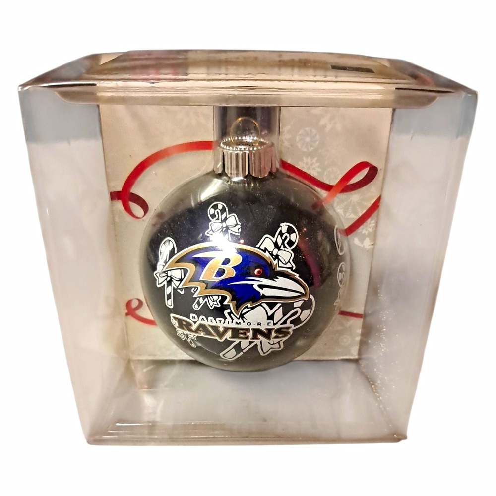 Baltimore Ravens NFL Football Black Glass Ornament Officially Licensed